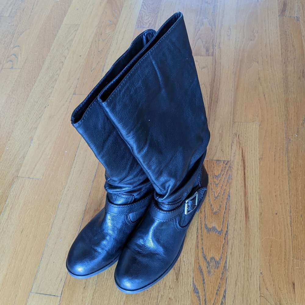 Michelle D Black Leather boots - Like New!